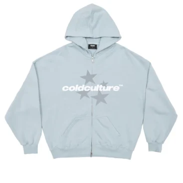 Italic-Stars Zip Hoodie Pale Blue